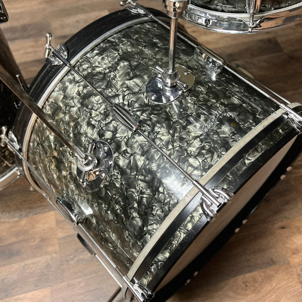 VINTAGE 1960's Rogers Drum Set in Black Diamond Pearl - 14x20, 8x12, 16x14, & 5x14