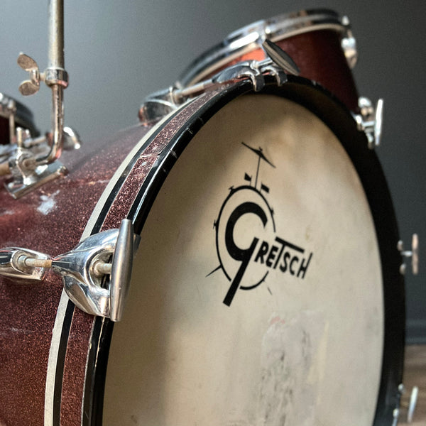 VINTAGE 1960's Gretsch Round Badge "Progressive Jazz" Outfit in Burgundy Sparkle - 14x20, 8x12, 14x14, & 5x14