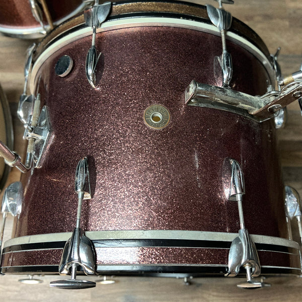 VINTAGE 1960's Gretsch Round Badge "Progressive Jazz" Outfit in Burgundy Sparkle - 14x20, 8x12, 14x14, & 5x14