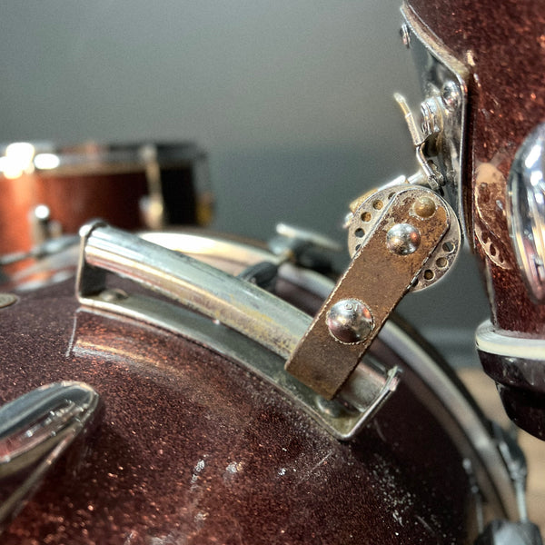 VINTAGE 1960's Gretsch Round Badge "Progressive Jazz" Outfit in Burgundy Sparkle - 14x20, 8x12, 14x14, & 5x14