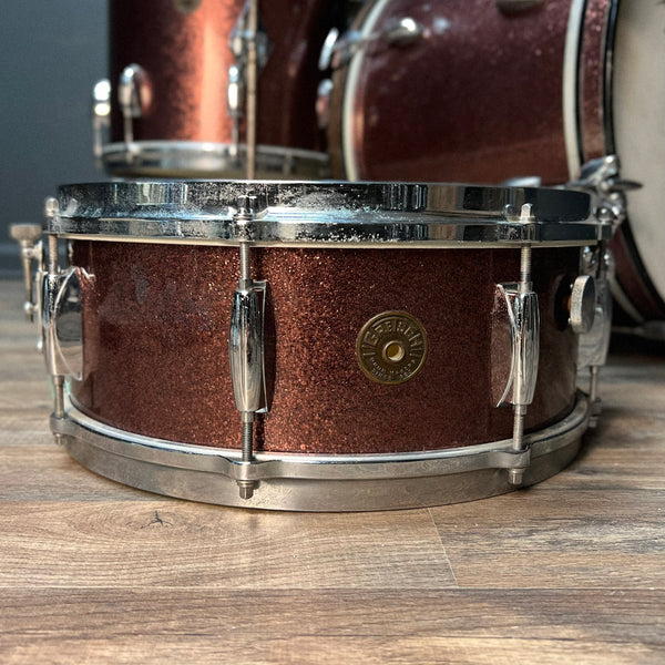 VINTAGE 1960's Gretsch Round Badge "Progressive Jazz" Outfit in Burgundy Sparkle - 14x20, 8x12, 14x14, & 5x14