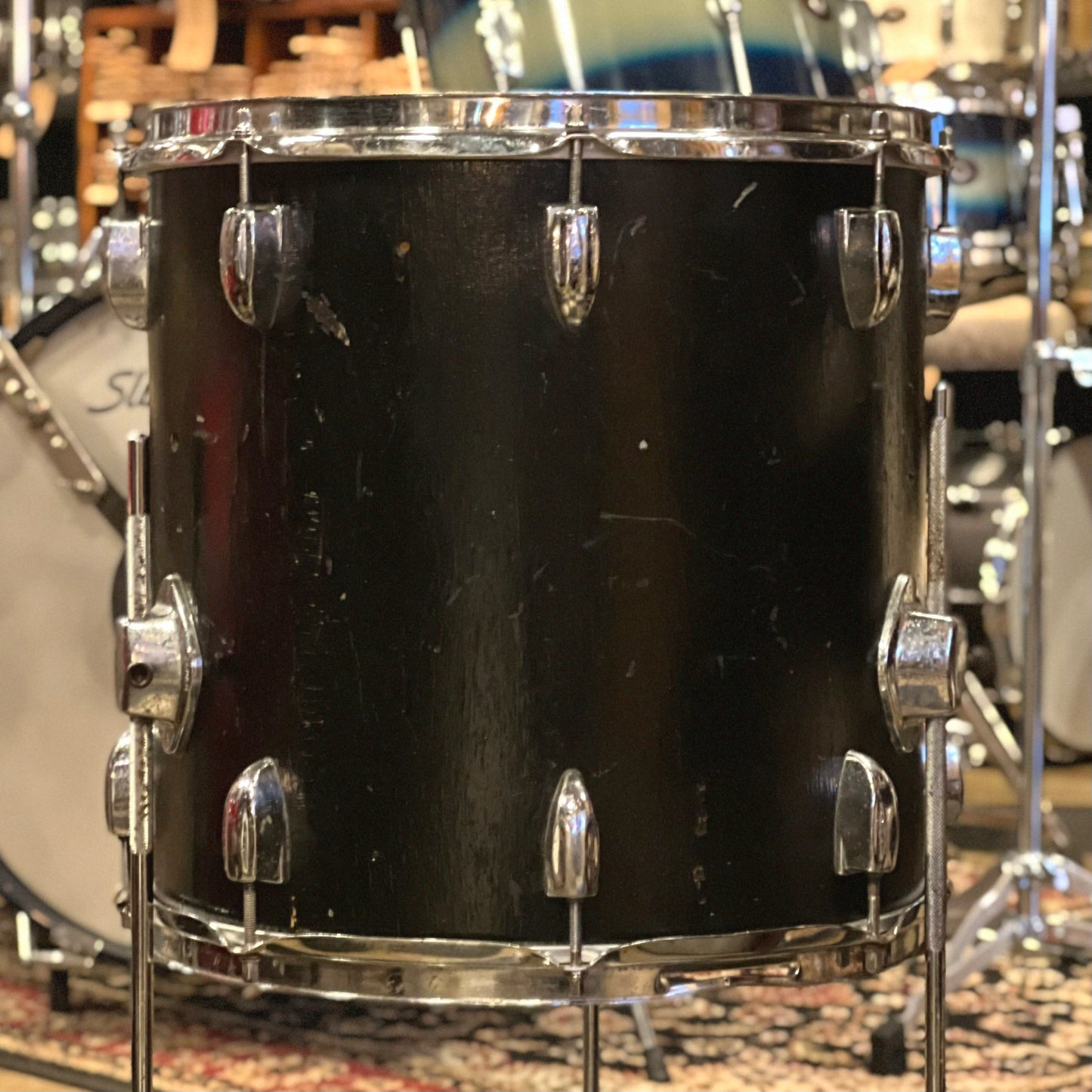 VINTAGE 1970's Unknown MIJ 14x14 Tom in Refinished Black