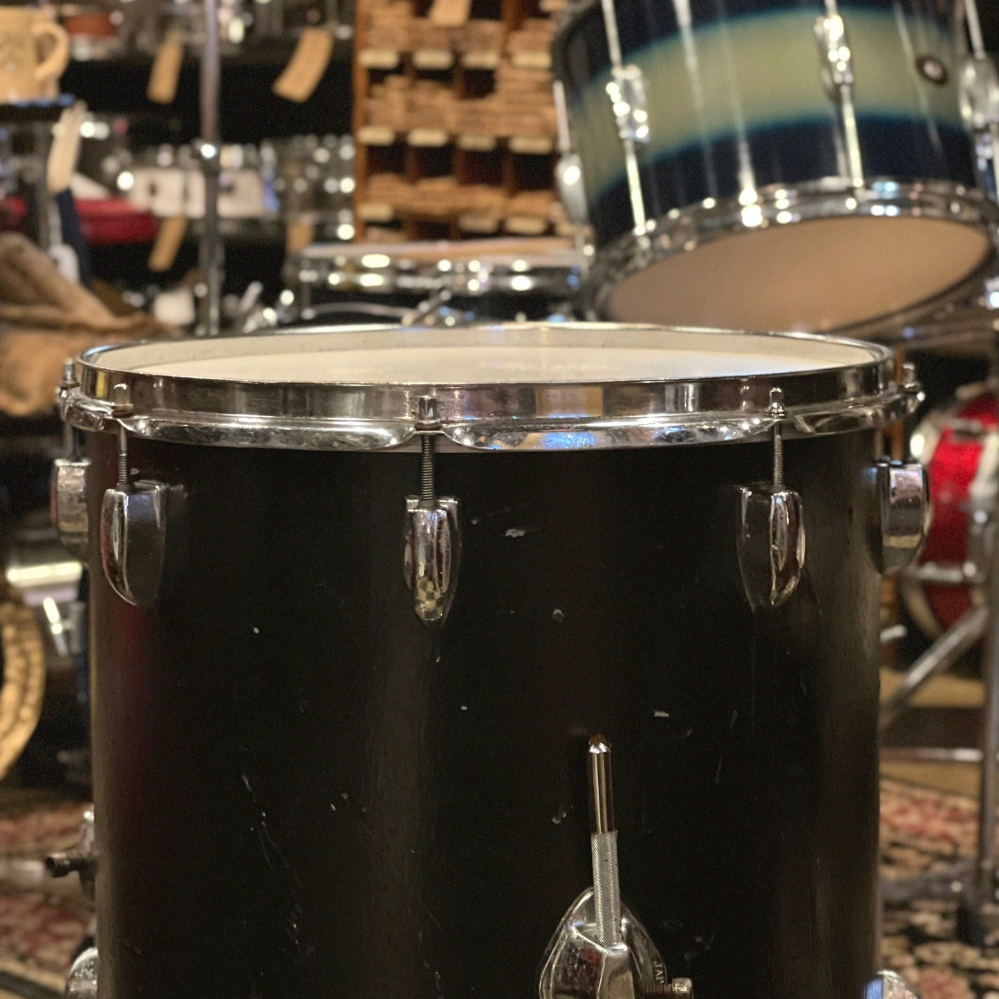 VINTAGE 1970's Unknown MIJ 14x14 Tom in Refinished Black