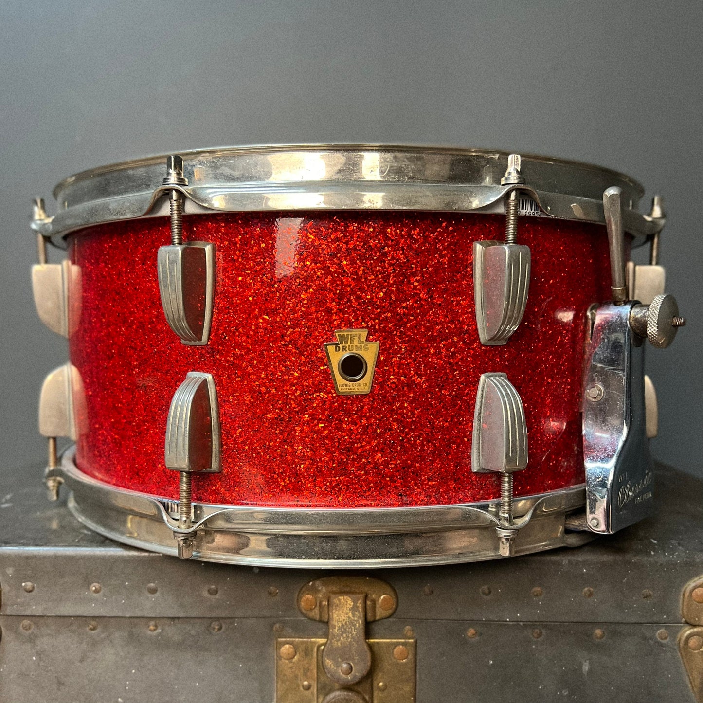 VINTAGE 1958 WFL 6.5x14 Super Classic Snare Drum in Red Sparkle