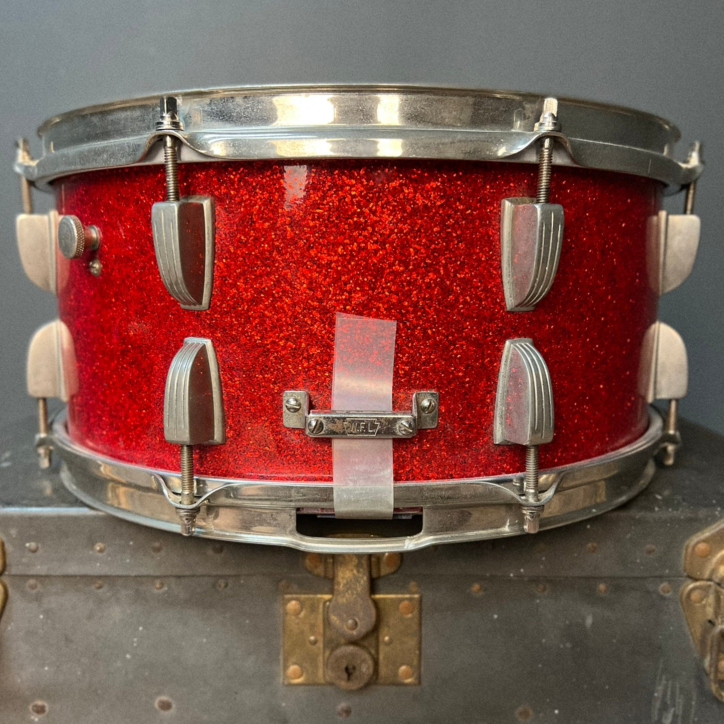 VINTAGE 1958 WFL 6.5x14 Super Classic Snare Drum in Red Sparkle