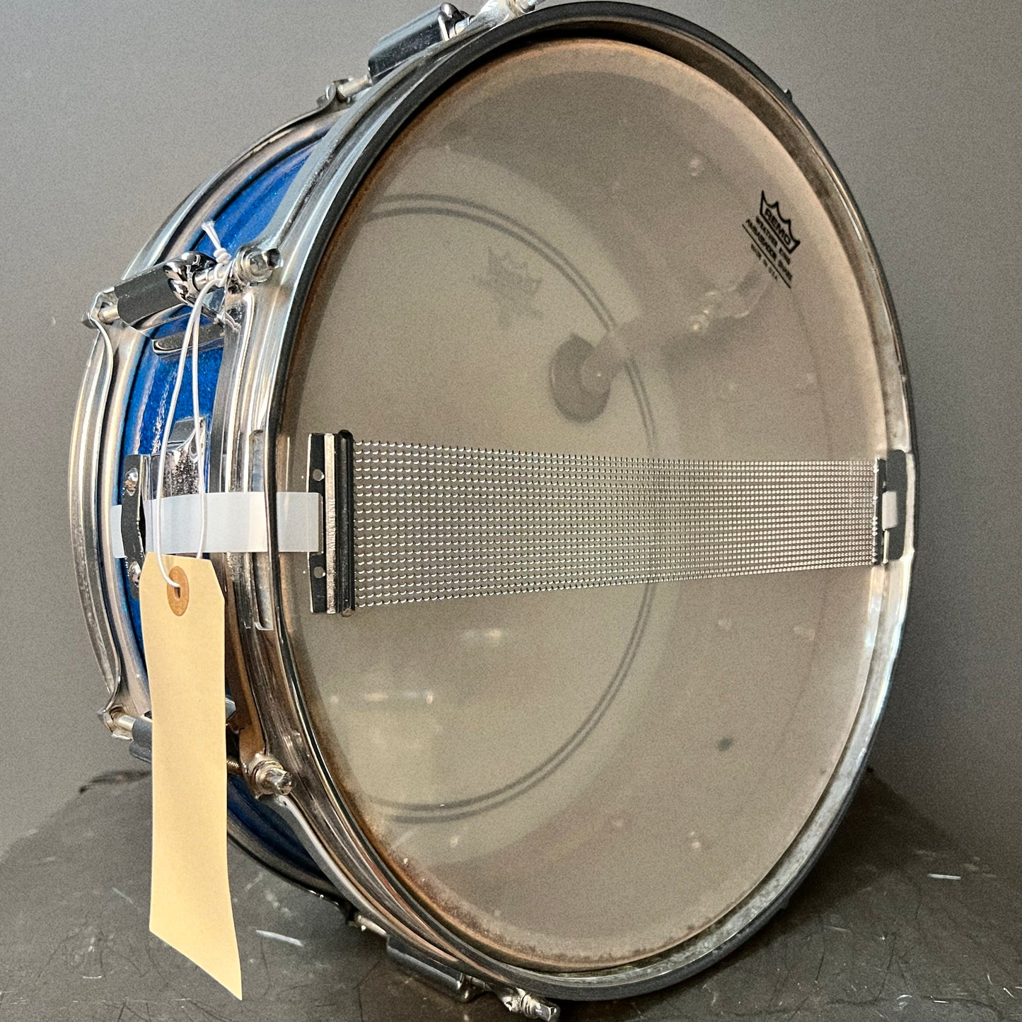 VINTAGE 1960's Rogers 5x14 Powertone Snare Drum in Blue Sparkle