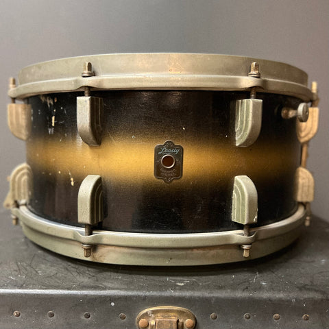 VINTAGE 1941 Leedy 6.5x14 Broadway Snare Drum in Black & Gold Duco