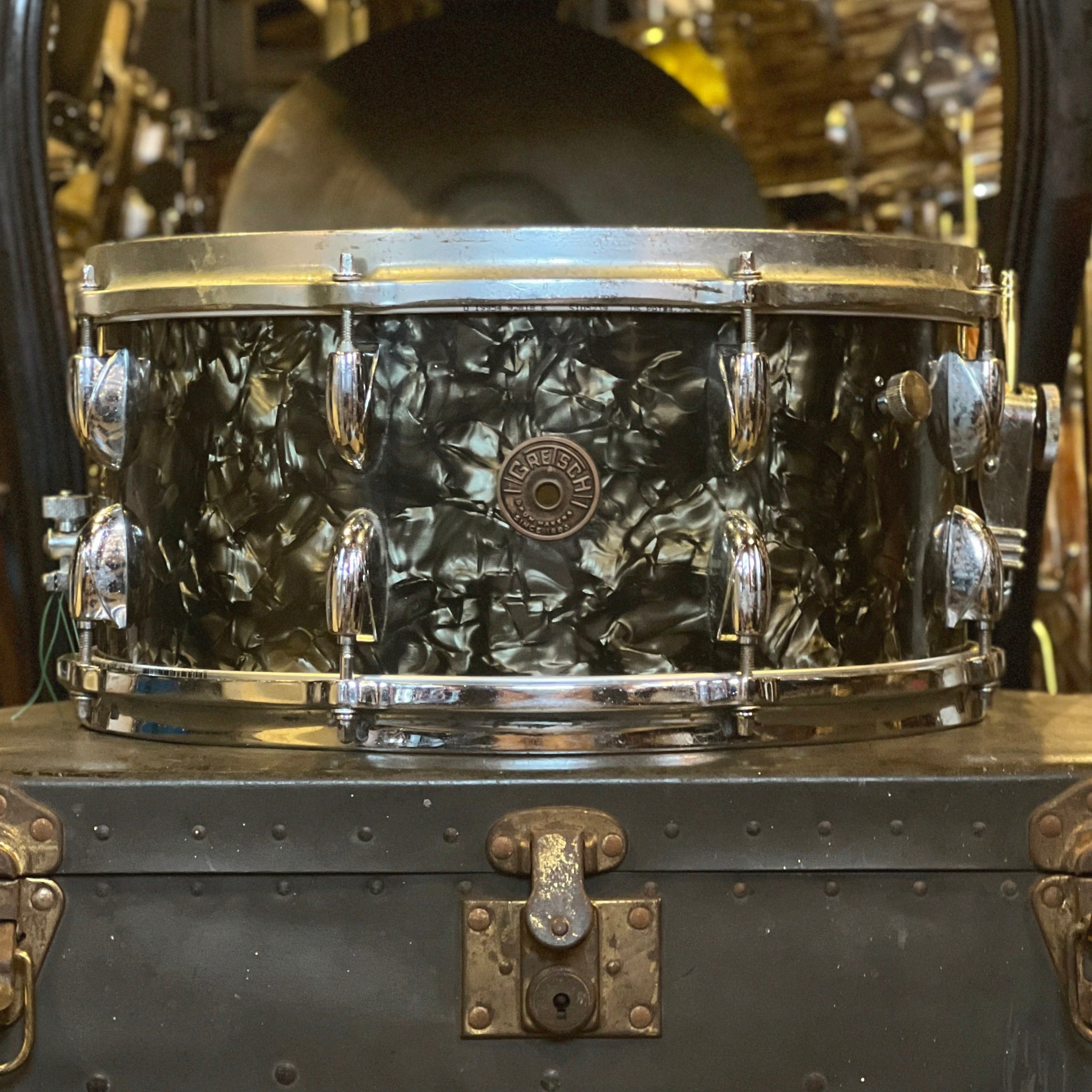 VINTAGE 1960's Gretsch 6.5x14 Floor Show 3-Ply Snare Drum in Black Diamond Pearl