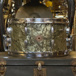 VINTAGE 1940's Slingerland 7x14 Radio King Gene Krupa Solid Shell Snare Drum in Black Diamond Pearl
