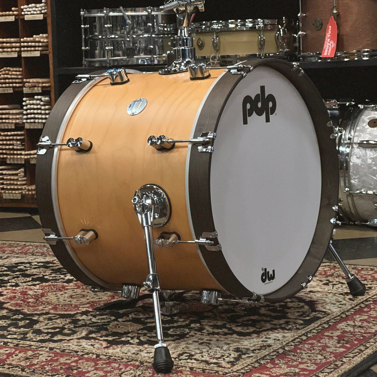 NEW PDP Concept Maple Classic Bop in Satin Natural w/ Walnut Wood Hoops - 14x18, 8x12, 14x14