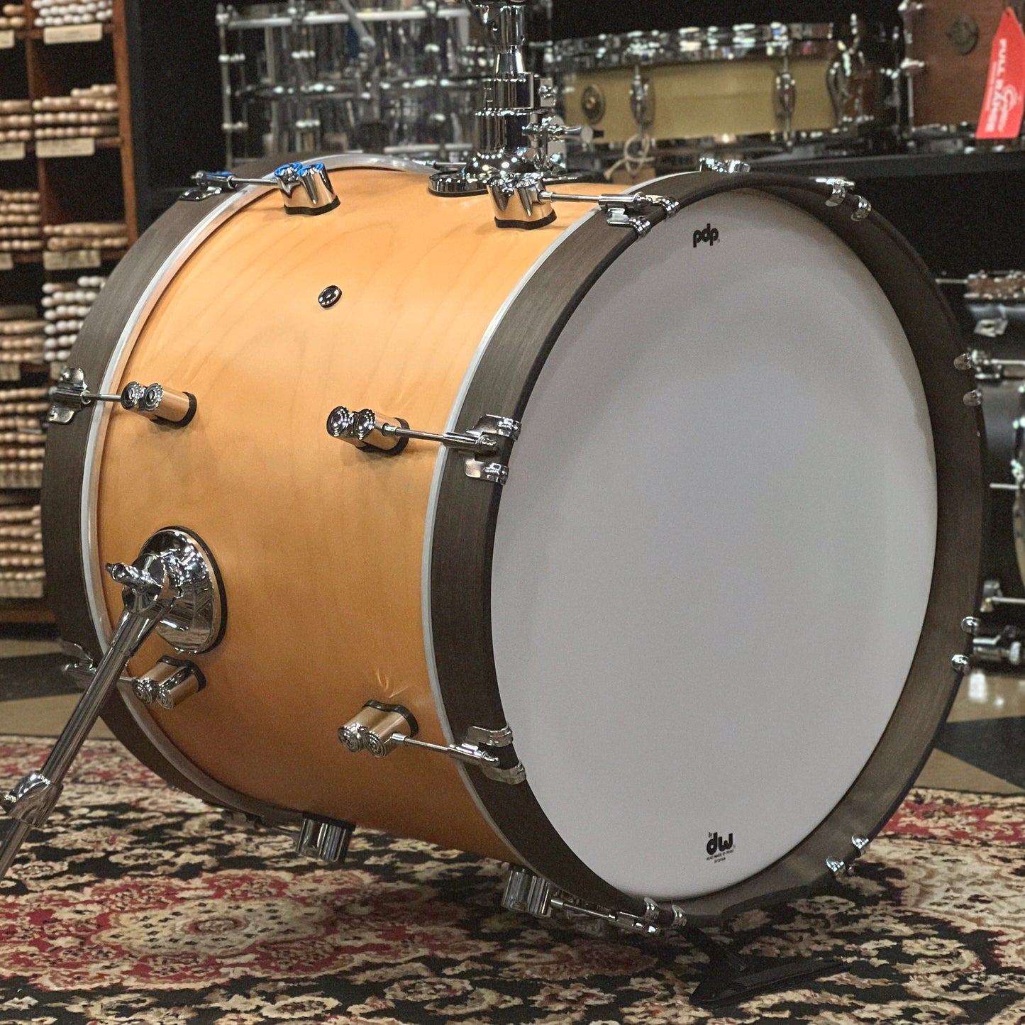 NEW PDP Concept Maple Classic Bop in Satin Natural w/ Walnut Wood Hoops - 14x18, 8x12, 14x14