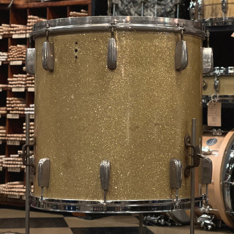 VINTAGE 1950's Slingerland 16x16 Radio King Floor Tom in Silver Sparkle/Ginger