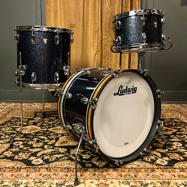 NEW Ludwig Classic Oak "Jazzette" Outfit in Black Sparkle - 12x18, 8x12, 14x14
