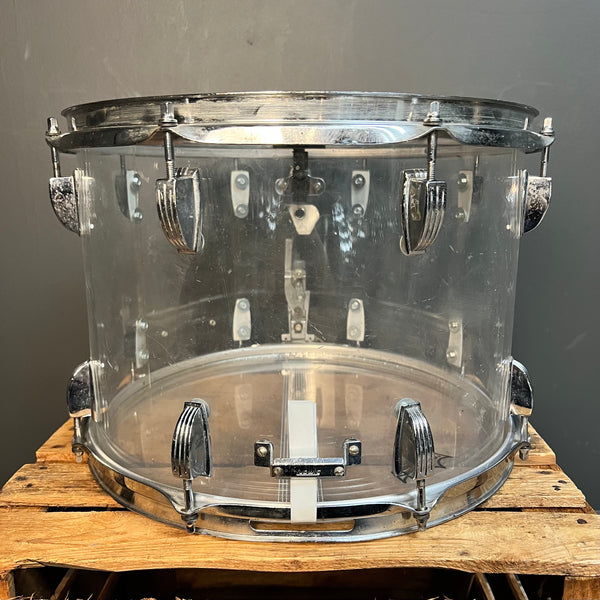 VINTAGE 1970s Ludwig 10x14 Vistalite Marching Snare Drum in Clear Acrylic