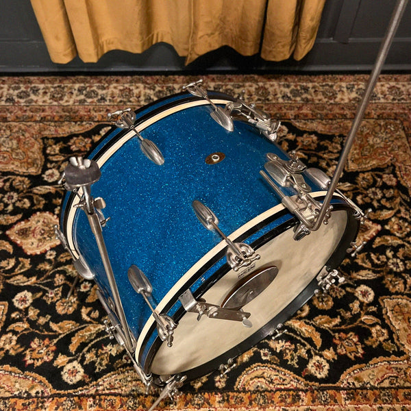 VINTAGE 1950's Slingerland 14x22 Radio King Bass Drum in Aqua "Blue" Sparkle