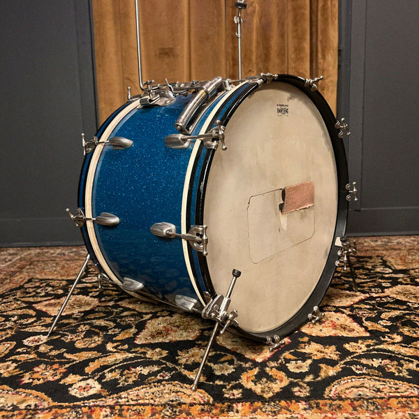 VINTAGE 1950's Slingerland 14x22 Radio King Bass Drum in Aqua "Blue" Sparkle