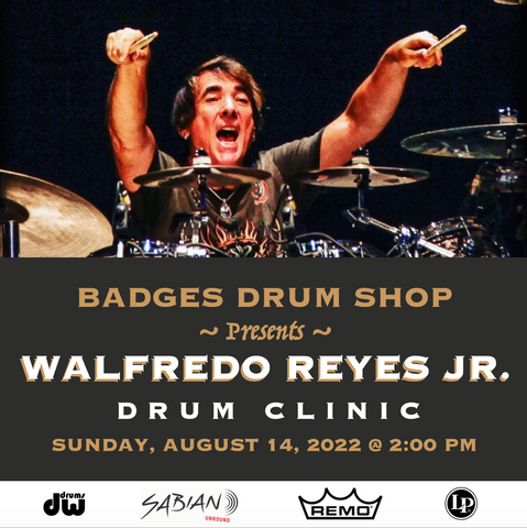 WALFREDO REYES JR Drum Clinic at Badges Drum Shop