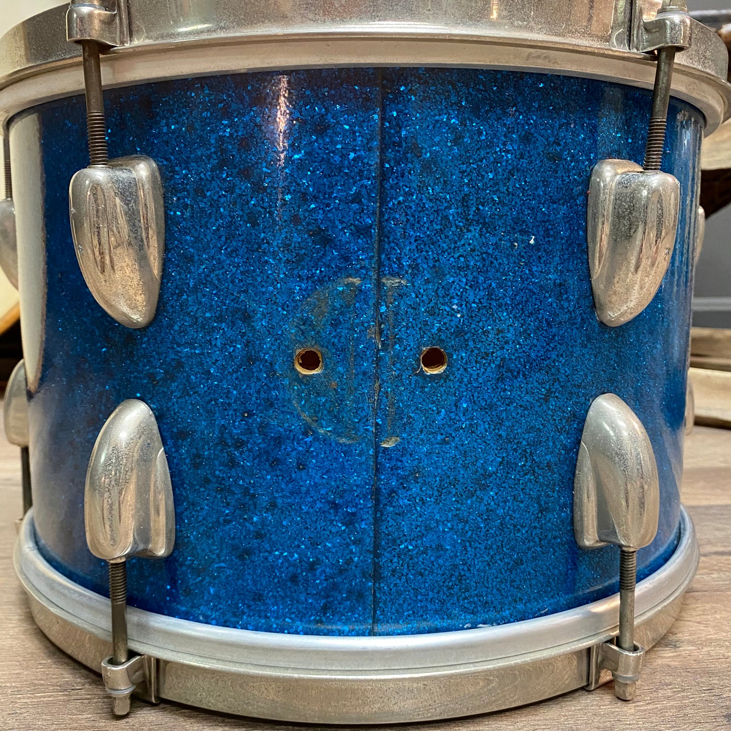 Vintage Slingerland 1950s 8x12 Blue Sparkle Orphan